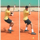 Kỹ thuật đánh trái hai tay (two-handed backhand) chuẩn mực.